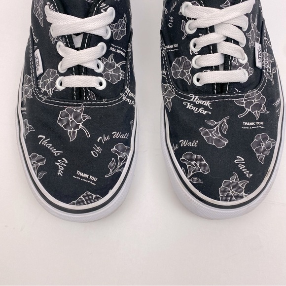 VANS Authentic Thank You Floral Black Women's Sneakers Color Black/White SZ 10.5 - Picture 3 of 10
